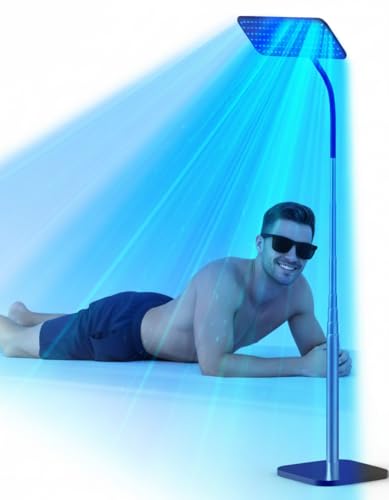 Jitesy 50W Solarium Für Zuhause mit 225 Lichttherapie-Perlen (460nm & 490nm), verstellbarem Metallständer & Timer für professionelle Bräunung zu Hause