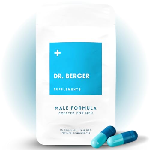 Natürliches Potenzmittel für Männer mit Maca, Tribulus & L-Arginin – Erektionshilfe & Testosteron Booster – Vyagra Alternative – 15 Kapseln – Ohne Nebenwirkungen - Male Formula von Dr. Berger