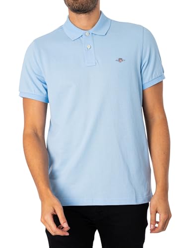 Gant Herren Reg Shield Pique Polohemd, Capri Blue, L EU