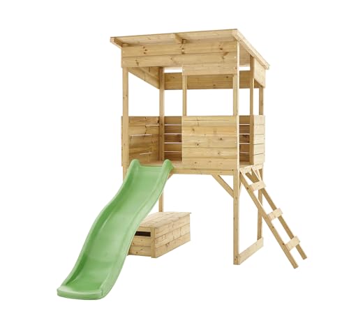Westmann Holz Stelzenhaus Wildnis | Spielhaus mit Rutsche | Natur | 241x167x205 cm