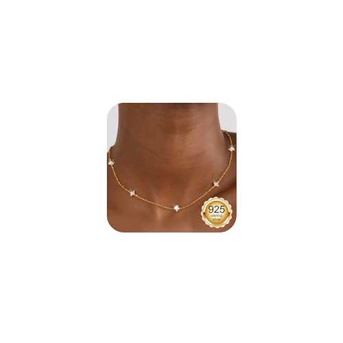 Finrezio Kette Gold Damen: Sterling Silber 925, 14K Goldkette mit Zirkonia, Choker Kette, Schmuck Geschenke für Frauen