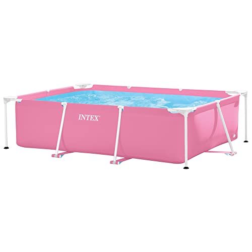 Intex 28266NP - Aufstellpool Rectangular Frame Rechteckig, 1662 L, Stahl und PVC, Rosa, 220x150x60 cm