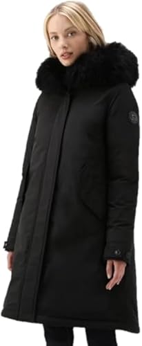 Woolrich Langer Parka mit Kaschmir-Fur Schwarz, Schwarz , 36