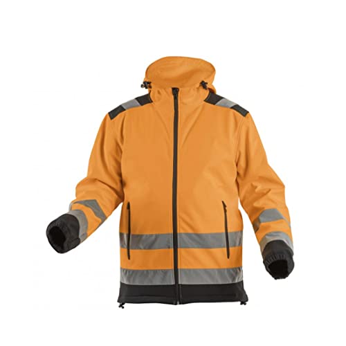 Högert Technik – Warnschutz Softshelljacke ARGEN orange für Herren mit Kapuze, wasserabweisend 5000 mm, atmungsaktiv, elastisch, 2 Taschen, ideal für Bau & Straßenarbeit
