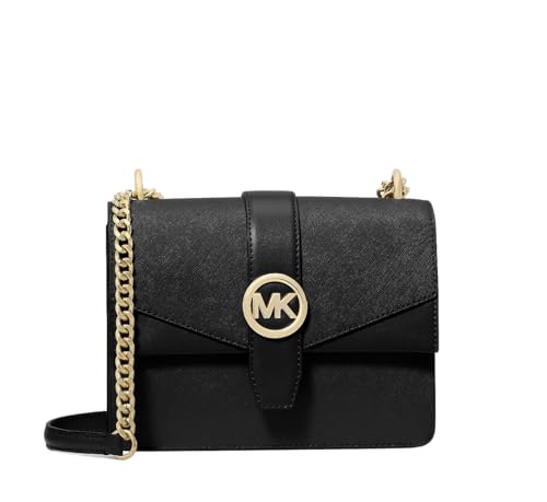 Michael Kors Greenwich Kleine Umhängetasche aus Saffiano-Leder, Schwarz