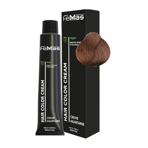 FemMas Haarfarbe Dunkelblond Sandviolett 6.72 I Creme Haarfarbe mit Arganöl, Keratin & Ceramiden I Als dauerhafte Haarfärbung oder Tönung für strahlende, haltbare Farbergebnisse I 100 ml