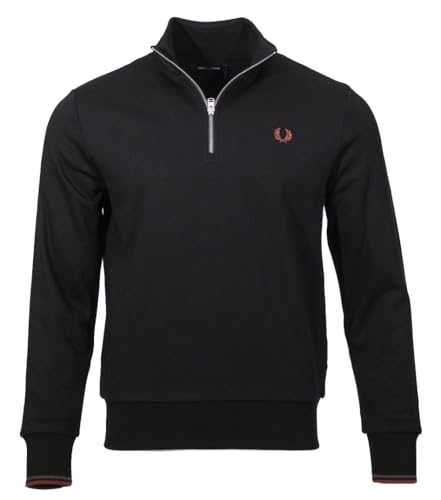 Fred Perry Herren Half-Zip Pullover (DE/NL/SE/PL, Alphanumerisch, XL, Regular, Regular, X56-Schwarz)