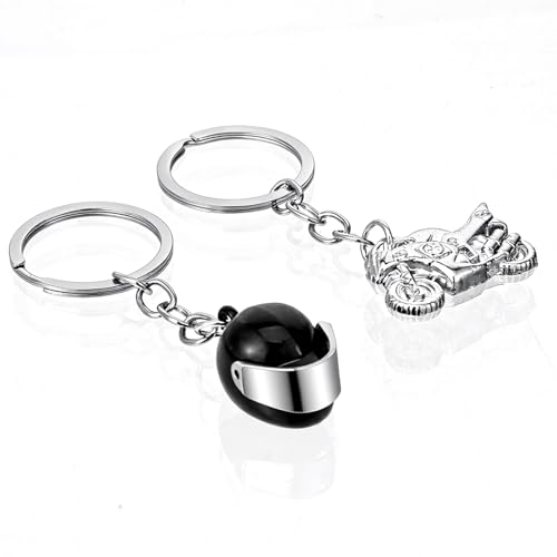 Nogeqi 2 Stück Motorrad Schlüsselanhänger Moped 3D Mini Motorradhelm Schlüsselanhänger Motorrad Geschenke für Motorradfahrer, Auto Keychain Anhänger Deko Moped Zubehör Geburtstag Weihnachten Geschenk
