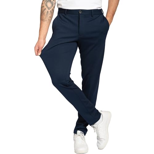 Performance Pants Herren Navy (Größe 32W/32L) - Stilvolle Herren Hosen Stretch - Chino Hose Stretch - Stilvolle Anzughose - Modische Praktische Männer Hosen für Business & Freizeit