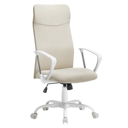 SONGMICS Bürostuhl, ergonomischer Schreibtischstuhl, Drehstuhl, gepolsterter Sitz, höhenverstellbar und neigbar, bis 120 kg belastbar, cappuccinobeige OBN034K01