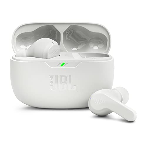 JBL Wave Beam – Kabellose In-Ear Ohrhörer mit IP54 und IPX2 Wasserdichtigkeit – Freisprechfunktion und 32 Stunden Akkulaufzeit – Weiß