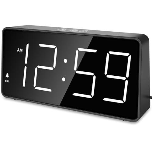 Eachui LED Wecker Digital mit Großen Zahlen, Wecker mit Ladestation, Helligkeit und Lautstärke Regelbar, Snooze, 12/24HR, Digital Uhr Netzbetrieben