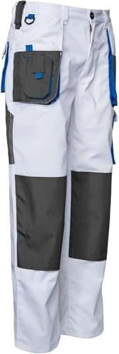 Luckyberg Construction Montage-Sicherheitshose Mechaniker-Komforthose Weiß (DE/NL/SE/PL, Numerisch, 52, Regular, Regular, Standard, Weiß)