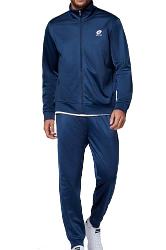 Lotto Trainingsanzug Herren blau Größe L I Sportanzug Regular Fit aus 100% Polyester I Freizeitanzug mit elastischem Bund & praktischen Seitentaschen I Jogginganzug