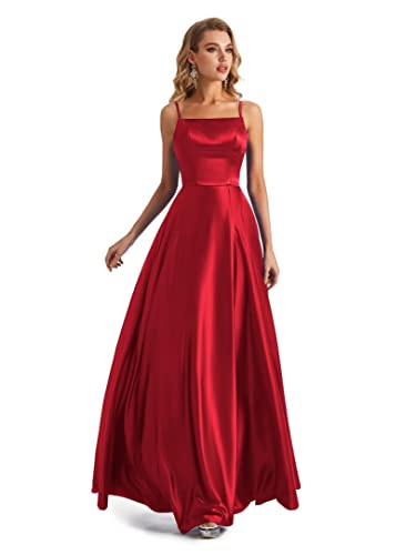 Lecureler Satin-Spaghettiträger, rot, 38