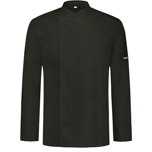 PALLTEX NORI LS Kochjacke Unisex Damen Herren Schwarz/Weiss Kochkleidung Professional Chef Uniform Langarm (Schwarz, XL)