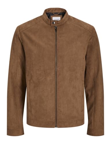 JACK & JONES Herren Kunstwildlederjacke 12261197,Cognac,XL