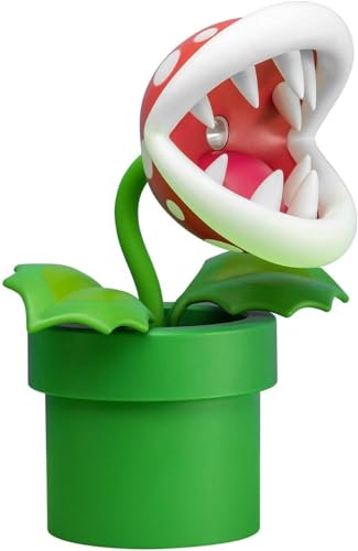 Super Mario Bros Piranha-Pflanze Lampe - Offiziell lizenziert, LED-Tischlicht mit beweglichem Kopf, Sammlerstück für Nintendo-Fans, 33 cm hoch, USB-betrieben