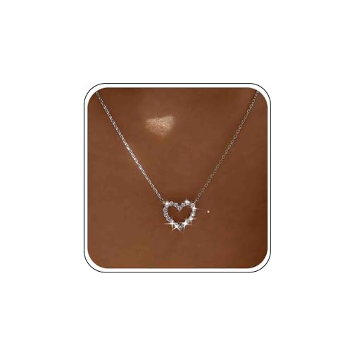 Boho Hochzeit Cz Tiny Heart Halskette Gold Silber Kleine Strass Zierliche Herz Anhänger Halskette Einfach Niedlich Kristall Liebe Form Choker Hohl Glitzernd Dünne Kette Zirkonia Minimalistisch Frauen