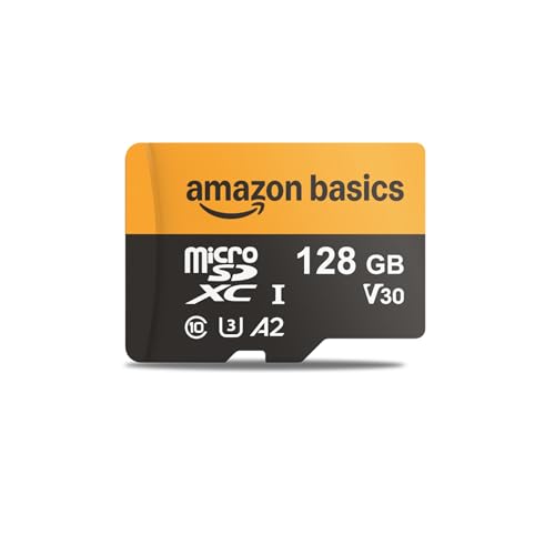 Amazon Basics 128-GB-microSDXC-Karte mit Adapter, Lesegeschwindigkeit bis zu 200 MB/s, 1er-Pack