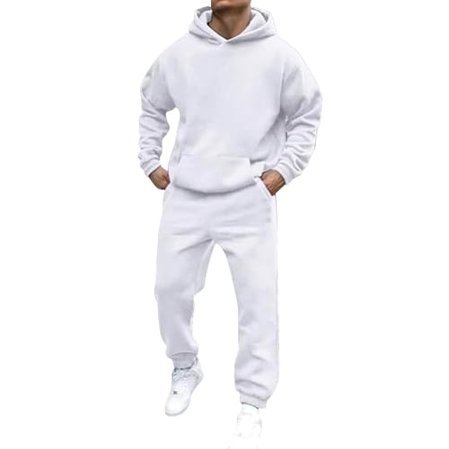 LIANGTUOHAI Jogginganzug Herren Warm Gefüttert Trainingsanzug Herren Einfarbig Sportanzug kapuzepullover und Sporthose Y2K Hip Hop mit Taschen Freizeit Klassisch Jogginganzug Einfachheit Tracksuit Set