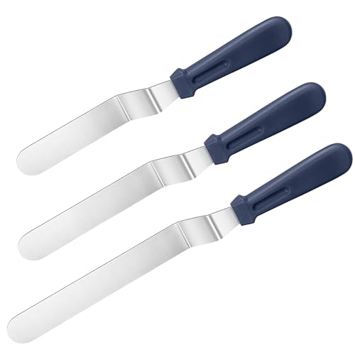 U-Taste Torten Winkelpalette 3er Set, Tortenmesser & Kuchenmesser mit 18/0 Edelstahl Streichmesser für Tortendekoration Frosting, 3 x 15/20/25cm Klinge (Mitternachtsblau)