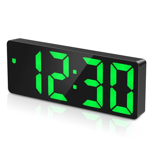 ORIA LED Digitaler Wecker, Modern Tischuhr, Alarm Clock mit Klang-Kontrolle, 3 Helligkeit/3 Alarm Einstellbare, Datum/Zeit/Temperatur, Batterie-/USB-betrieben - Grün