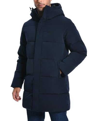 Pioneer Camp Herren Winterjacke Lang Winddicht Wasserdicht Warme Daunenjacke Winter Outdoor Parka Jacke mit Kapuze Dunkelblau XL