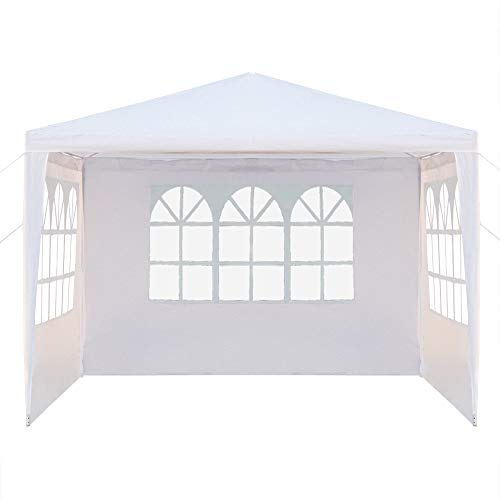 Gartenpavillon, faltbar, wasserdicht, Partyzelt, 3 x 3 m, mit 3 Wänden, UV-Schutz, Pavillon, weiß, PE-Plane, dick, für Party, Hochzeit, kommerzielle Aktivitäten