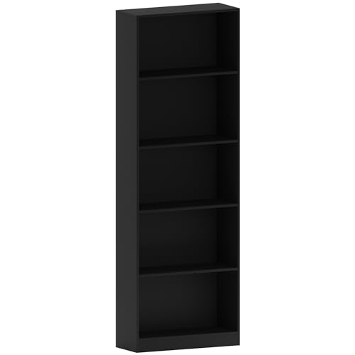 Vida Designs Cambridge Fünfächriges Hochregal, Extra Groß, Schwarz, Hölzern, Regalsystem, Ausstellen, Darstellen, Möbelstück, Möbel, Büro, Wohnung, Wohnzimmer