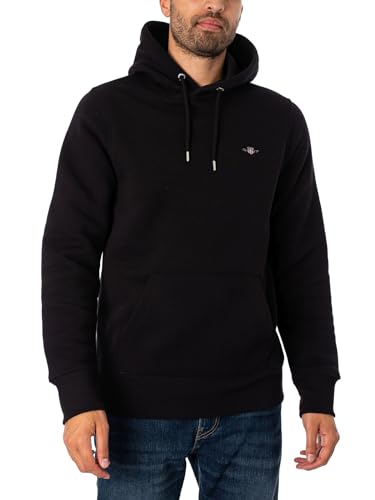 Gant Herren Reg Shield Hoodie Kapuzenpullover, Schwarz, M EU
