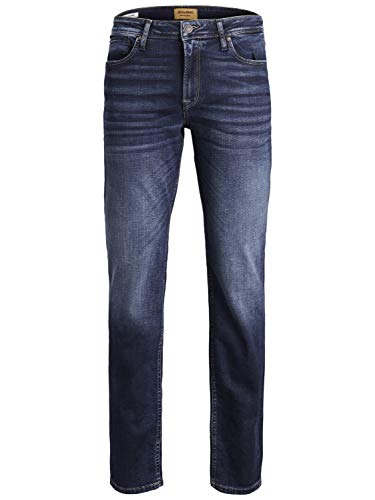 JACK & JONES Jeans Regular Fit Denim Stone Washed Mid Waist mit Heller Naht JJICLARK JJORIGINAL, Farben:Blau,Größe Jeans:W36 L32,Z - Länge L30/32/34/36/38:L32