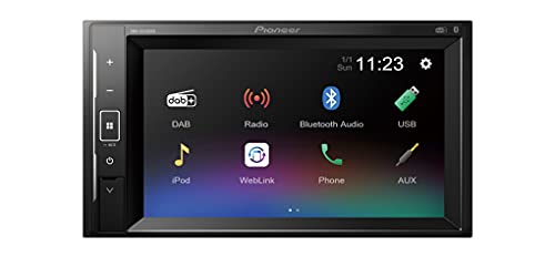 Pioneer DMH-A240DAB 2-DIN-Multimedia Player, Kurze Einbautiefe, 6,2-Zoll ClearType-Touchscreen, Smartphone-Anbindung, USB, DAB/DAB+ Digitalradio, Bluetooth, 13-Band-Grafikequalizer