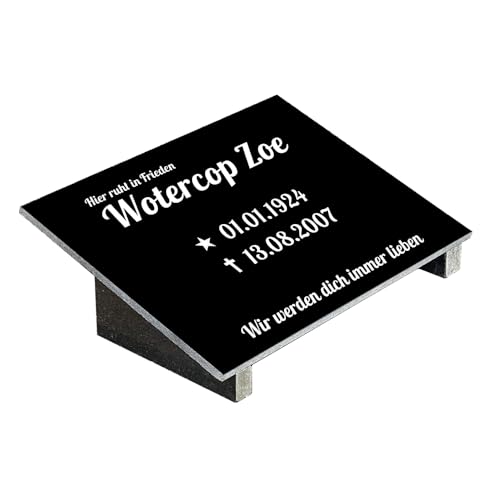 Grabplatte mit Inschrift aus Granit, personalisierbar Gedenktafel für Urnengrab, Grabstein für 1-2 Pers., Urnengrabstein N34 (20x30cm mit Stützen)