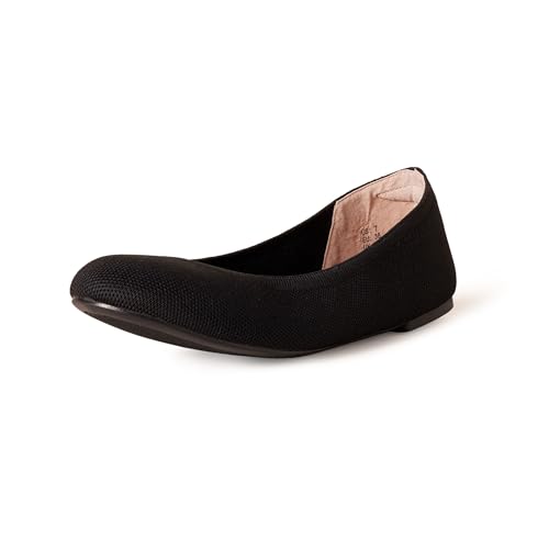 Amazon Essentials Damen Ballerinas aus Strick, Schwarz, 42 EU Weit