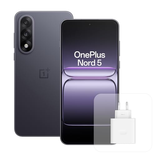 OnePlus Nord 5 Smartphone 12 GB RAM 512 GB Speicher, 6,83 Zoll, 144 Hz AMOLED, Snapdragon 8s Gen 3, 5200 mAh Akku, mit 80 W Ladegerät, grau