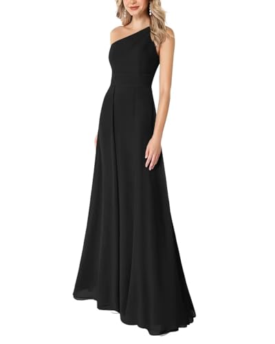 Damen One Shoulder Chiffon Brautjungfernkleider Lange Off Shoulder Ballkleider A-Linie Formelles Abendkleid