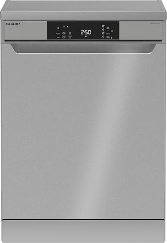 Sharp QW-NA1CF47DS-DE Geschirrspüler freistehend, 60 cm, 13 Maßgedecke, D, 47 dB, Express 50’, QuickWash 30’, EcoWash, AquaStop, Silber