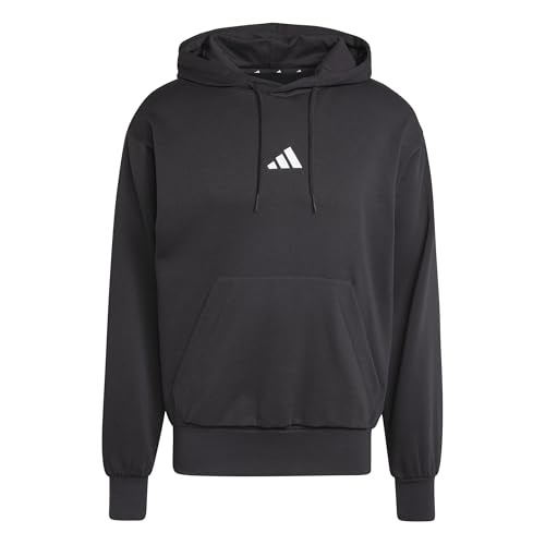 adidas Herren Essentials FEELCOZY Fleece Hoodie, Black/White, L