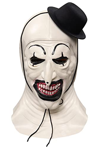 Terrifier Clown Cosplay Kostüm Hut Latex Maske Halloween Karneval Clown Horror Maske Anzug Set