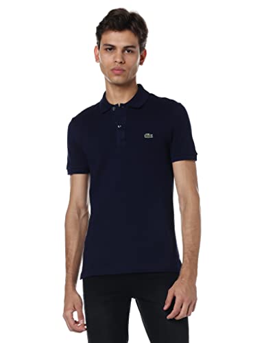 Lacoste Herren Polo-Shirt Kurzarm PH4012, Männer Polo-Hemd,2 Knopf,Slim Fit,Blau,4