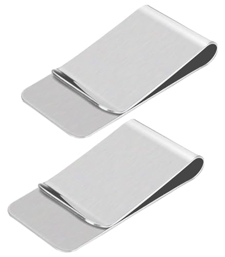 CENSIVI Geldklammer - 2 Stück Geldscheinklammer Tragbare Geldklammern aus Edelstahl für Bargeld Rechnungen Karten Dokumente Banknote Geldscheine Visitenkarte Kreditkarte, 52 x 20 x 8 mm