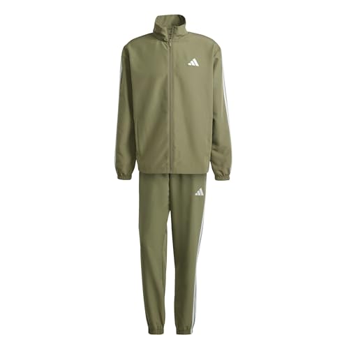 adidas Men's 3 STRIPES WOVEN TRACKSUITS, olive strata, XL