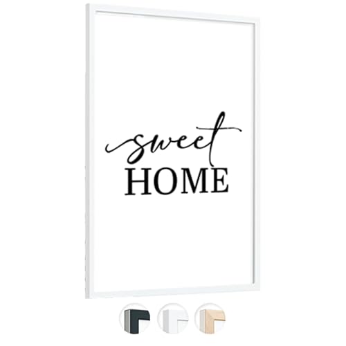edihome, Bilderrahmen 50x70, Holz, Poster, Photo Frame, für Trikot, Diplome, bruchsicheres Acrylglas, Picture Frame (Weiß)