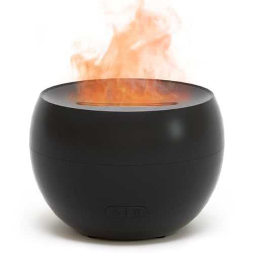 SALKING Aroma Diffuser Flammeneffekt, Aromatherapie Diffusor für ätherische Öle, Raumbefeuchter Elektrisch Duftlampe, 7LED Licht Diffusor Luftbefeuchter für Baby, Zuhause Büro oder Yoga(Schwarz)