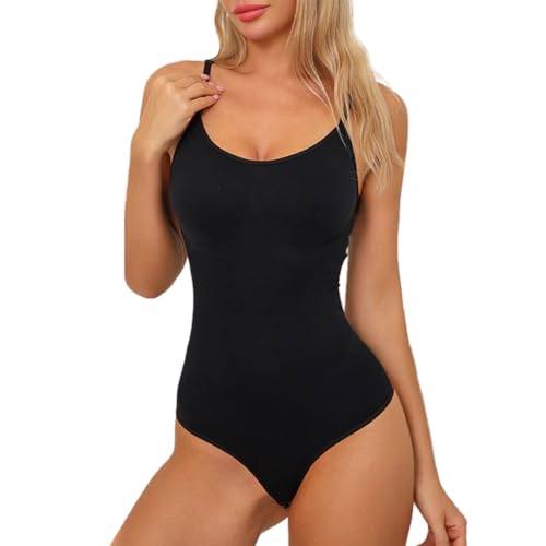 2XK-NOV Sexy Shapewear Damen Body,Formende Body Shaper,Bauchweg Shaping Bodysuit Women,Mit Verstellbarer Schultergurt (Schwarz, M)
