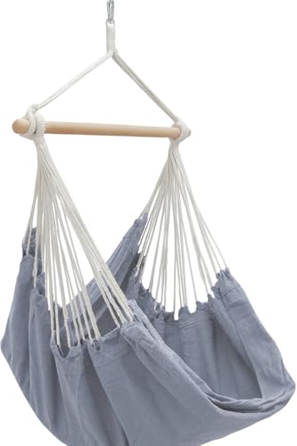 AMANKA XXL Hängesessel Grau 185x130 cm belastbar bis 150kg - Hängestuhl Indoor und Outdoor – dekorativer Hängesessel für Garten - Sitzsack zum Hängen – Hängesitz für kleinen Balkon