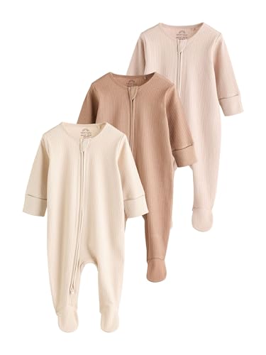 NEXT Baby Babystrampler Zwei-Wege-Reißverschluss, 3er-Pack Beige 56