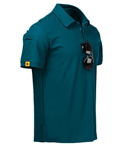JACKETOWN Poloshirts Herren Kurzarm Atmungsaktives Schnelltrocknend Poloshirts Männer Sommer Knopfleiste T-Shirts Männer Casual Sport Shirt Basic Regular Fit Golf Polo Hemd(Dunkles Türkisblau-XL)