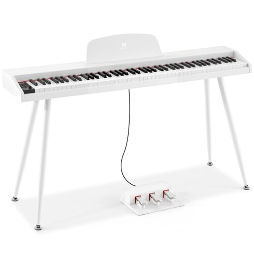 MUSTAR 88 Tasten Digital Piano für Anfänger, Keyboard Piano Volle Größe mit 3 Pedaleinheiten, Portable E-Piano, Home Digital Piano mit MIDI-USB und Ständer, Weiß
